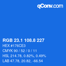 Color code: RGB 23.1 108.8 227 | qconv.com