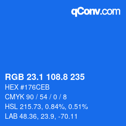 カラーコード: RGB 23.1 108.8 235 | qconv.com