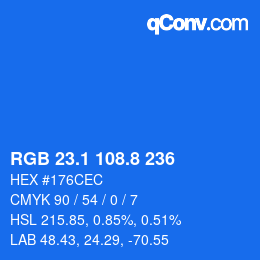 カラーコード: RGB 23.1 108.8 236 | qconv.com
