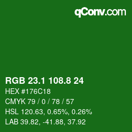 カラーコード: RGB 23.1 108.8 24 | qconv.com