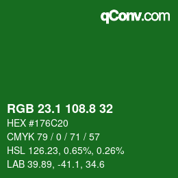 カラーコード: RGB 23.1 108.8 32 | qconv.com