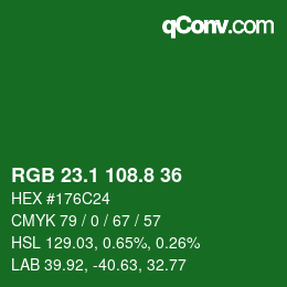 カラーコード: RGB 23.1 108.8 36 | qconv.com