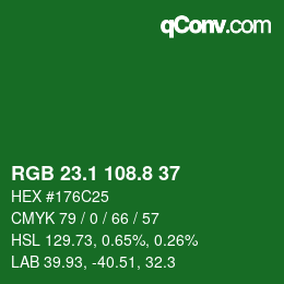 カラーコード: RGB 23.1 108.8 37 | qconv.com
