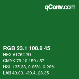 カラーコード: RGB 23.1 108.8 45 | qconv.com