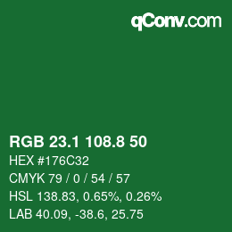 カラーコード: RGB 23.1 108.8 50 | qconv.com