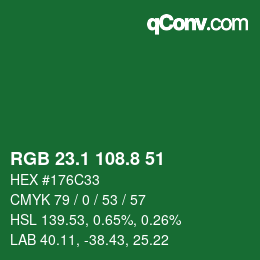 カラーコード: RGB 23.1 108.8 51 | qconv.com