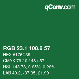 カラーコード: RGB 23.1 108.8 57 | qconv.com