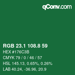 カラーコード: RGB 23.1 108.8 59 | qconv.com