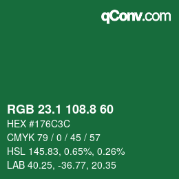 カラーコード: RGB 23.1 108.8 60 | qconv.com
