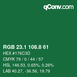カラーコード: RGB 23.1 108.8 61 | qconv.com