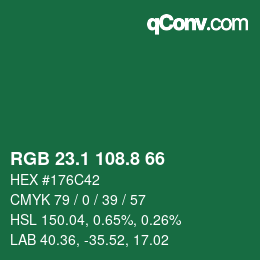 カラーコード: RGB 23.1 108.8 66 | qconv.com