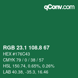 カラーコード: RGB 23.1 108.8 67 | qconv.com