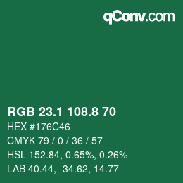 カラーコード: RGB 23.1 108.8 70 | qconv.com