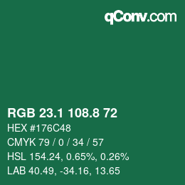カラーコード: RGB 23.1 108.8 72 | qconv.com