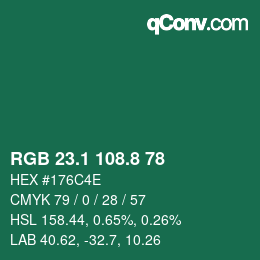 Code couleur: RGB 23.1 108.8 78 | qconv.com