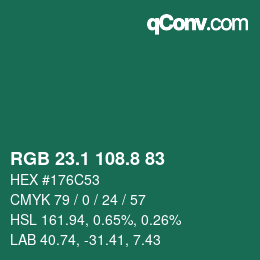 Color code: RGB 23.1 108.8 83 | qconv.com