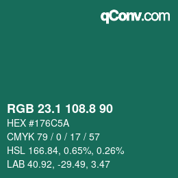 カラーコード: RGB 23.1 108.8 90 | qconv.com