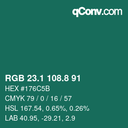 カラーコード: RGB 23.1 108.8 91 | qconv.com