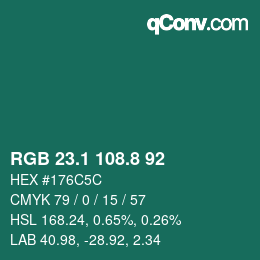 Color code: RGB 23.1 108.8 92 | qconv.com