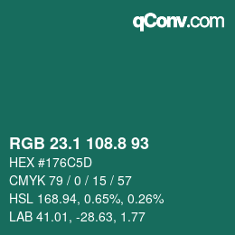 Color code: RGB 23.1 108.8 93 | qconv.com