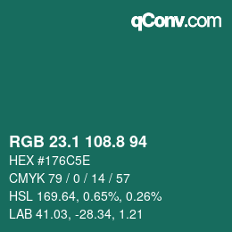 カラーコード: RGB 23.1 108.8 94 | qconv.com