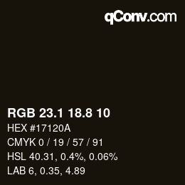Color code: RGB 23.1 18.8 10 | qconv.com