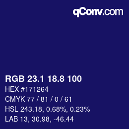Color code: RGB 23.1 18.8 100 | qconv.com