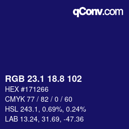 カラーコード: RGB 23.1 18.8 102 | qconv.com