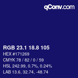カラーコード: RGB 23.1 18.8 105 | qconv.com