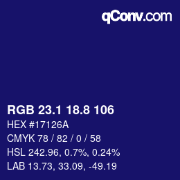 カラーコード: RGB 23.1 18.8 106 | qconv.com