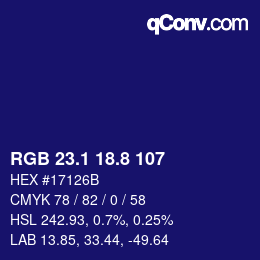 カラーコード: RGB 23.1 18.8 107 | qconv.com