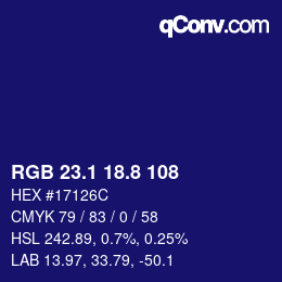 カラーコード: RGB 23.1 18.8 108 | qconv.com