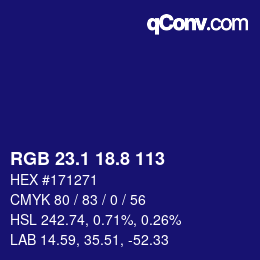 カラーコード: RGB 23.1 18.8 113 | qconv.com