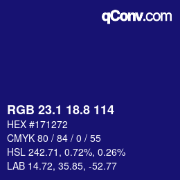 カラーコード: RGB 23.1 18.8 114 | qconv.com
