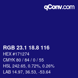 カラーコード: RGB 23.1 18.8 116 | qconv.com
