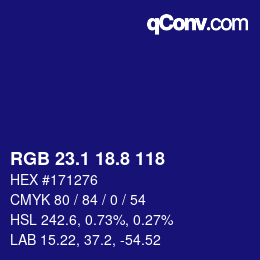 カラーコード: RGB 23.1 18.8 118 | qconv.com