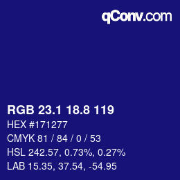 カラーコード: RGB 23.1 18.8 119 | qconv.com