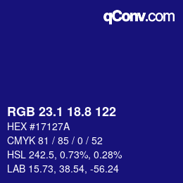 カラーコード: RGB 23.1 18.8 122 | qconv.com