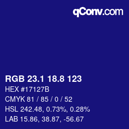 カラーコード: RGB 23.1 18.8 123 | qconv.com