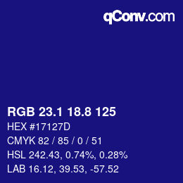 カラーコード: RGB 23.1 18.8 125 | qconv.com