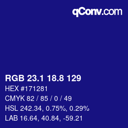 カラーコード: RGB 23.1 18.8 129 | qconv.com