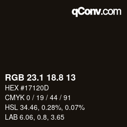 Color code: RGB 23.1 18.8 13 | qconv.com