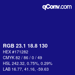 カラーコード: RGB 23.1 18.8 130 | qconv.com