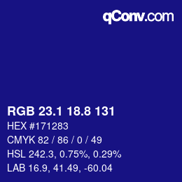 カラーコード: RGB 23.1 18.8 131 | qconv.com