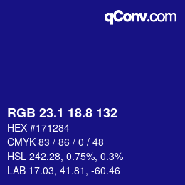 カラーコード: RGB 23.1 18.8 132 | qconv.com