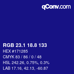 カラーコード: RGB 23.1 18.8 133 | qconv.com