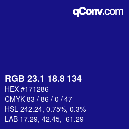 カラーコード: RGB 23.1 18.8 134 | qconv.com
