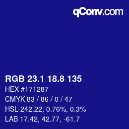 カラーコード: RGB 23.1 18.8 135 | qconv.com