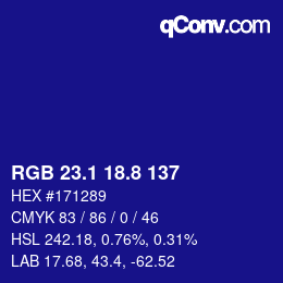 カラーコード: RGB 23.1 18.8 137 | qconv.com
