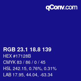 カラーコード: RGB 23.1 18.8 139 | qconv.com
